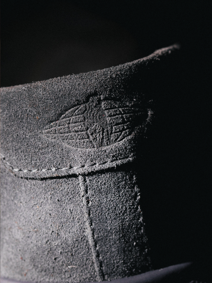 Italian suede leather sneaker close-up