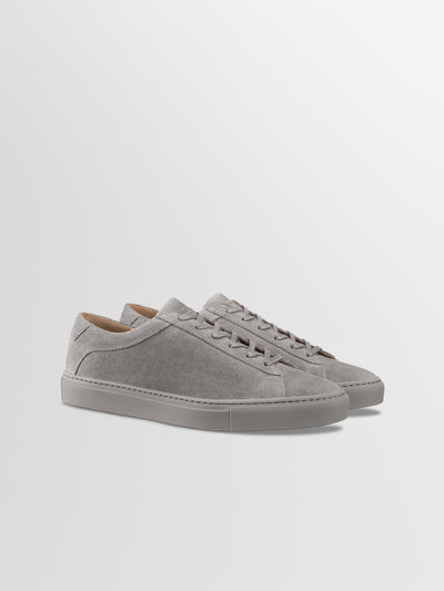 Men's Italian gray suede leather sneaker with rubber sole